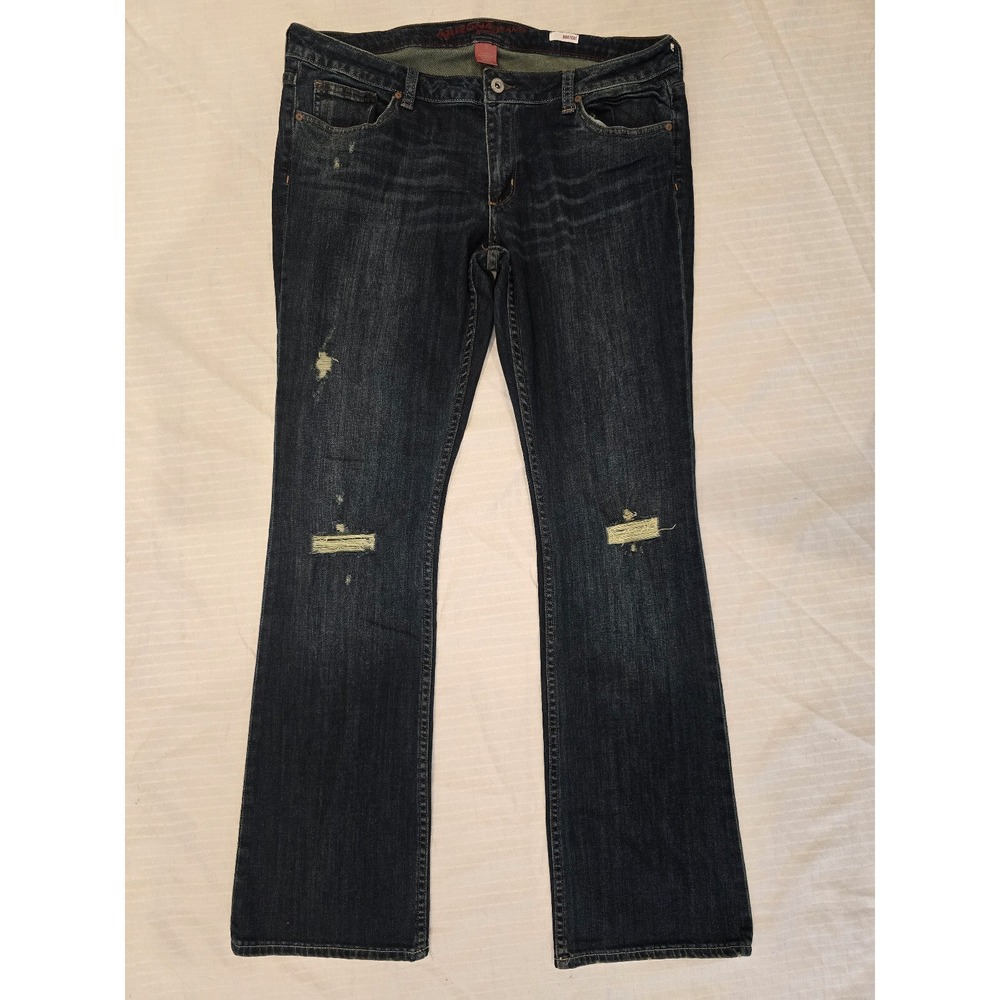 Arizona Jean Co. jeans: Bootcut fit, dark wash, Women's juniors 15 distressed